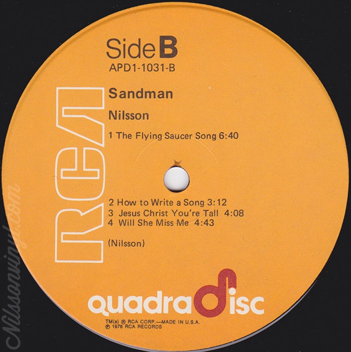 nilssonsandmanquadsideB Harry Nilsson Vinyl